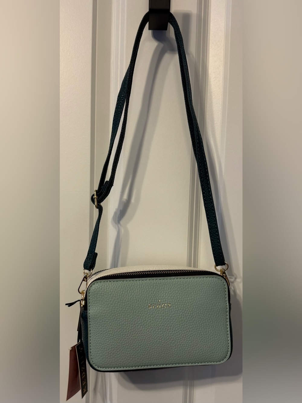 NWT Kedzie Modernist Mint, Green, Cream  Colorblock Vegan Leather Crossbody Bag